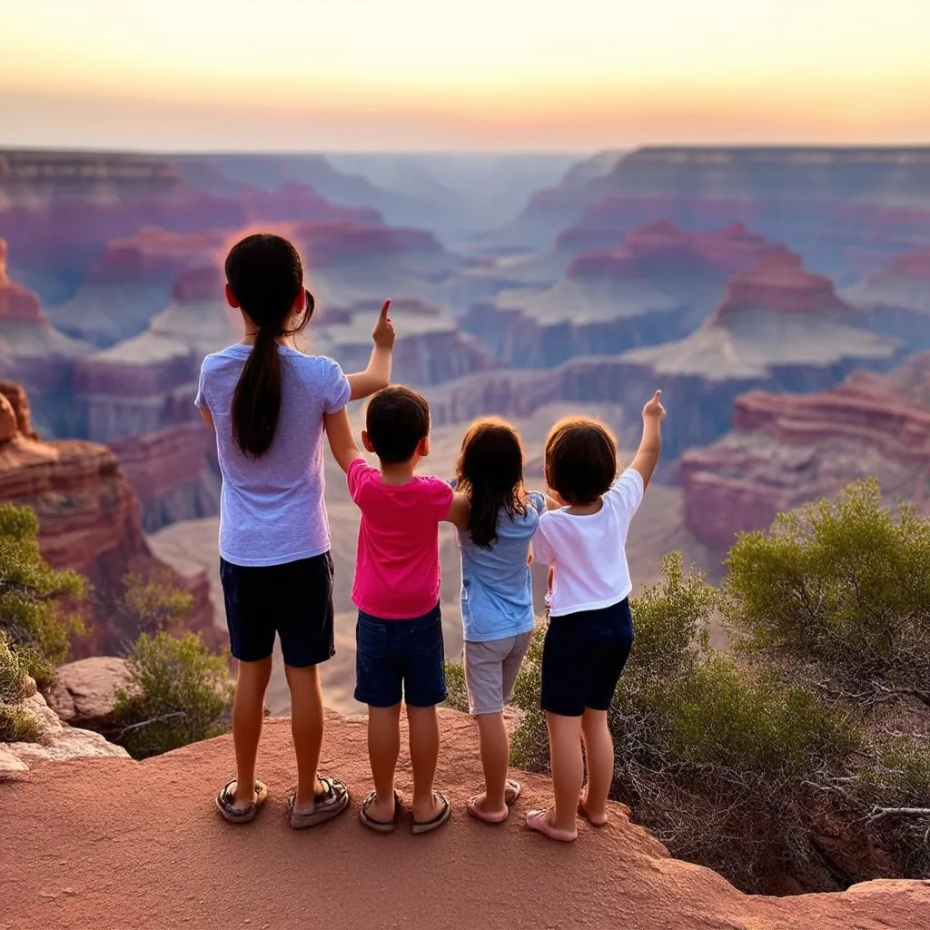 Grand Canyon view with a family